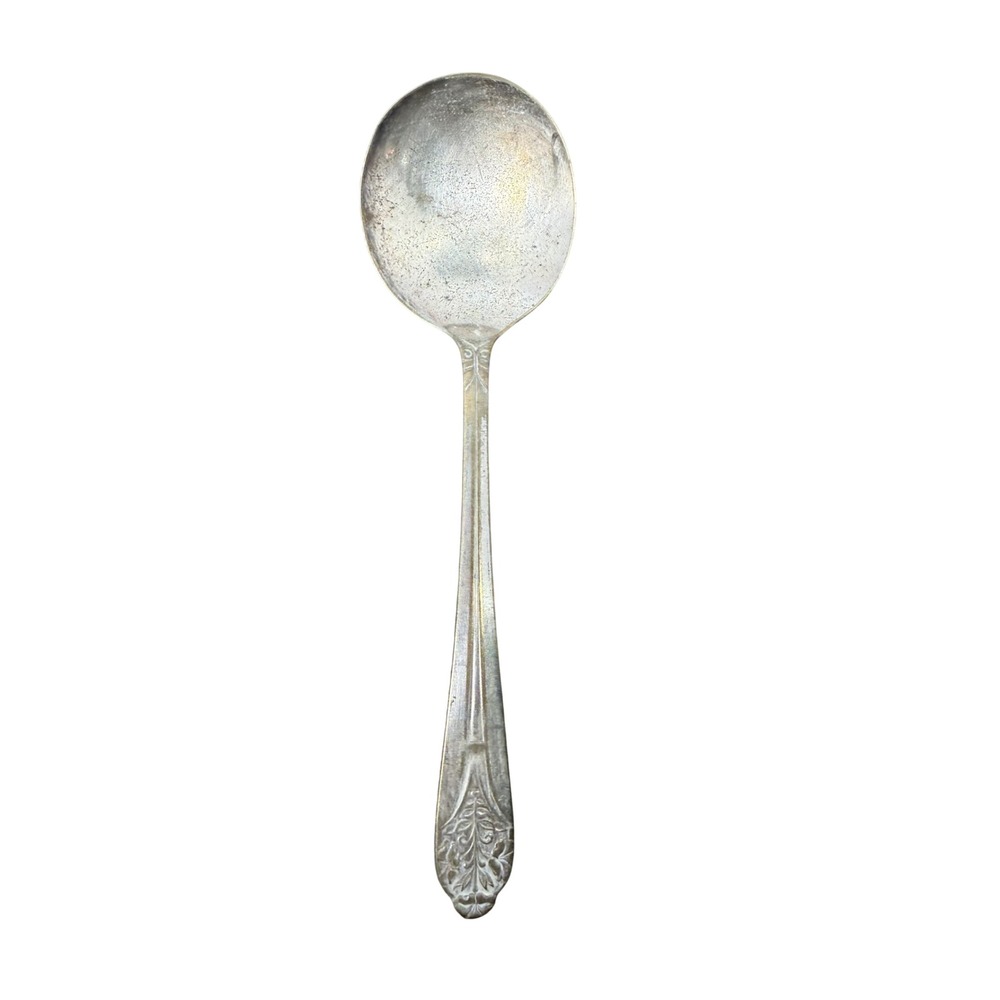 Vintage 1930s Claudia Silver Plate USA Floral Serving Spoon Art Nouveau